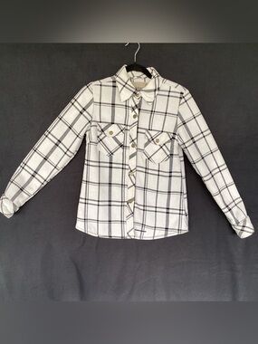 Twist Sherpa lined flannel button down shirt